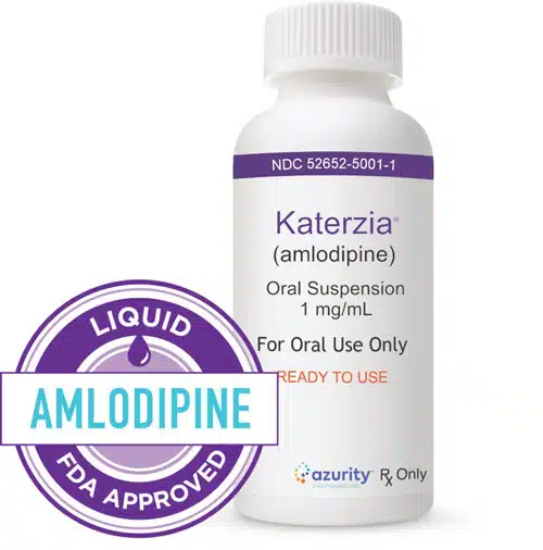 A bottle of FDA-approved Katerzia liquid amlodipine